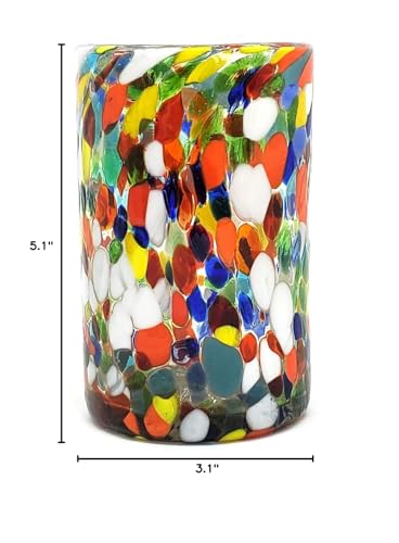 Confetti Rocks 120 oz Pitcher and 6 Drinking Glasses set, Recycled Glass, Lead-free, Toxin-Free (Pitcher & Glasses)
