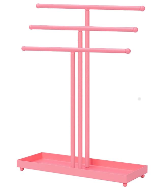 AUTODECO Jewelry Organizer Stand 3 Tier Tabletop Bracelet Rings Watches Necklace Display with Tray Great for Women Black