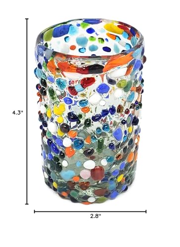 Confetti Rocks 120 oz Pitcher and 6 Drinking Glasses set, Recycled Glass, Lead-free, Toxin-Free (Pitcher & Glasses)