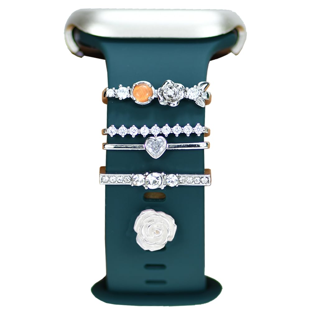 Watch Band Charms, Decorative Rings Loops Charms Compatible with Apple Silicone Watch Bands for Women 49mm 45mm 44mm 42mm 41mm 40mm 38mm , Metal Jewelry Watch Band Accessories Charms for iwatch band Series se 9 8 7 6 5 4 3 2 1 Samsung Galaxy watch 5/Pro/4
