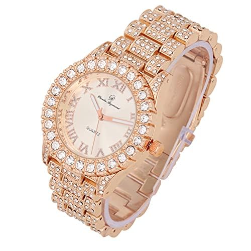 Charles Raymond Women's Big Rocks Bezel Colored Dial with Roman Numerals Fully Iced Out Watch - ST10327LA