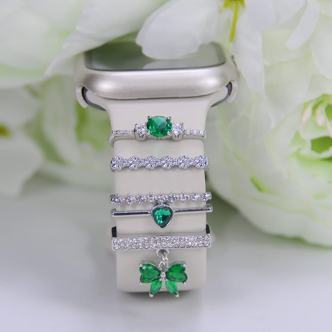 Watch Band Charms, Decorative Rings Loops Charms Compatible with Apple Silicone Watch Bands for Women 49mm 45mm 44mm 42mm 41mm 40mm 38mm , Metal Jewelry Watch Band Accessories Charms for iwatch band Series se 9 8 7 6 5 4 3 2 1 Samsung Galaxy watch 5/Pro/4