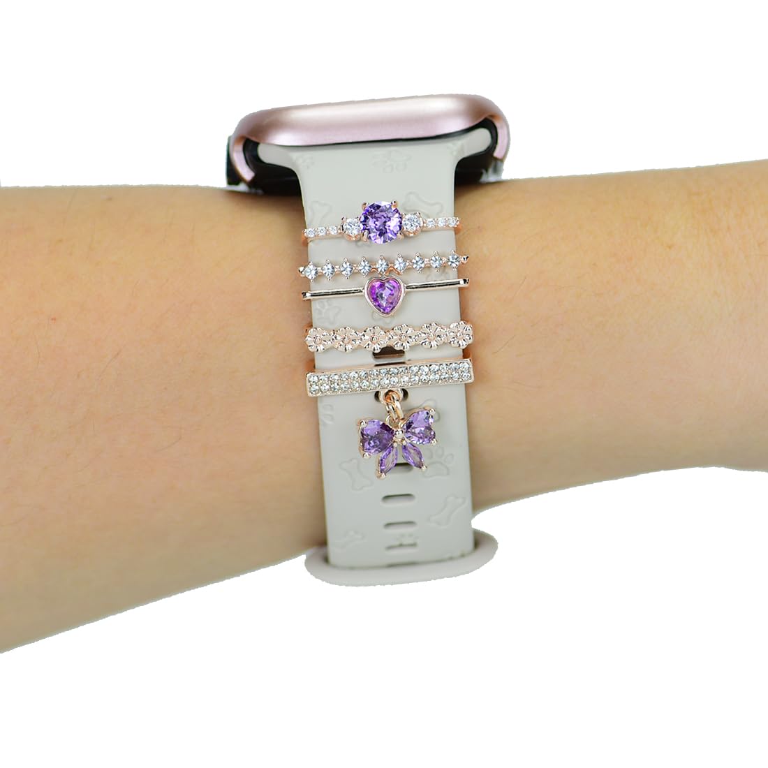 Watch Band Charms, Decorative Rings Loops Charms Compatible with Apple Silicone Watch Bands for Women 49mm 45mm 44mm 42mm 41mm 40mm 38mm , Metal Jewelry Watch Band Accessories Charms for iwatch band Series se 9 8 7 6 5 4 3 2 1 Samsung Galaxy watch 5/Pro/4