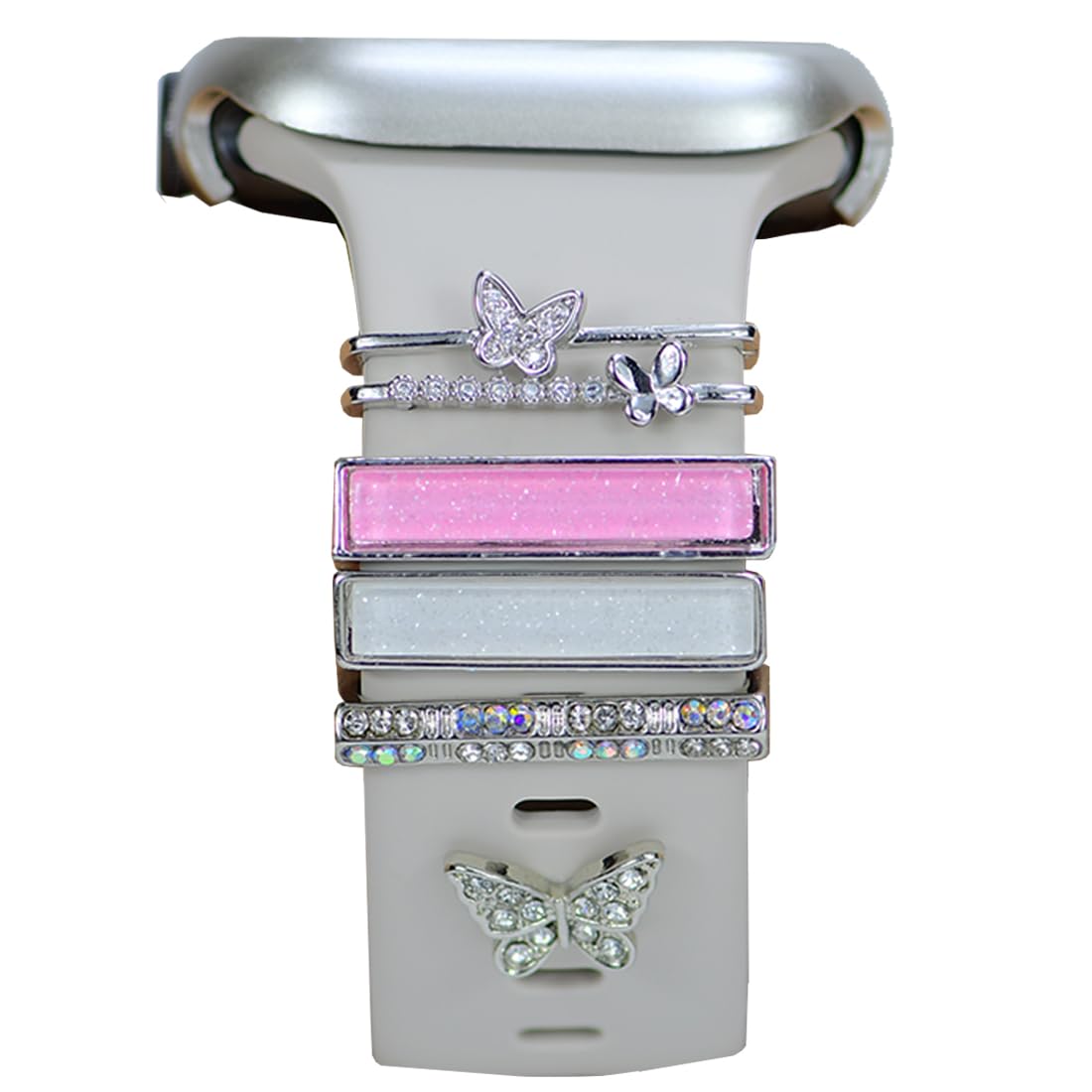 Watch Band Charms, Decorative Rings Loops Charms Compatible with Apple Silicone Watch Bands for Women 49mm 45mm 44mm 42mm 41mm 40mm 38mm , Metal Jewelry Watch Band Accessories Charms for iwatch band Series se 9 8 7 6 5 4 3 2 1 Samsung Galaxy watch 5/Pro/4