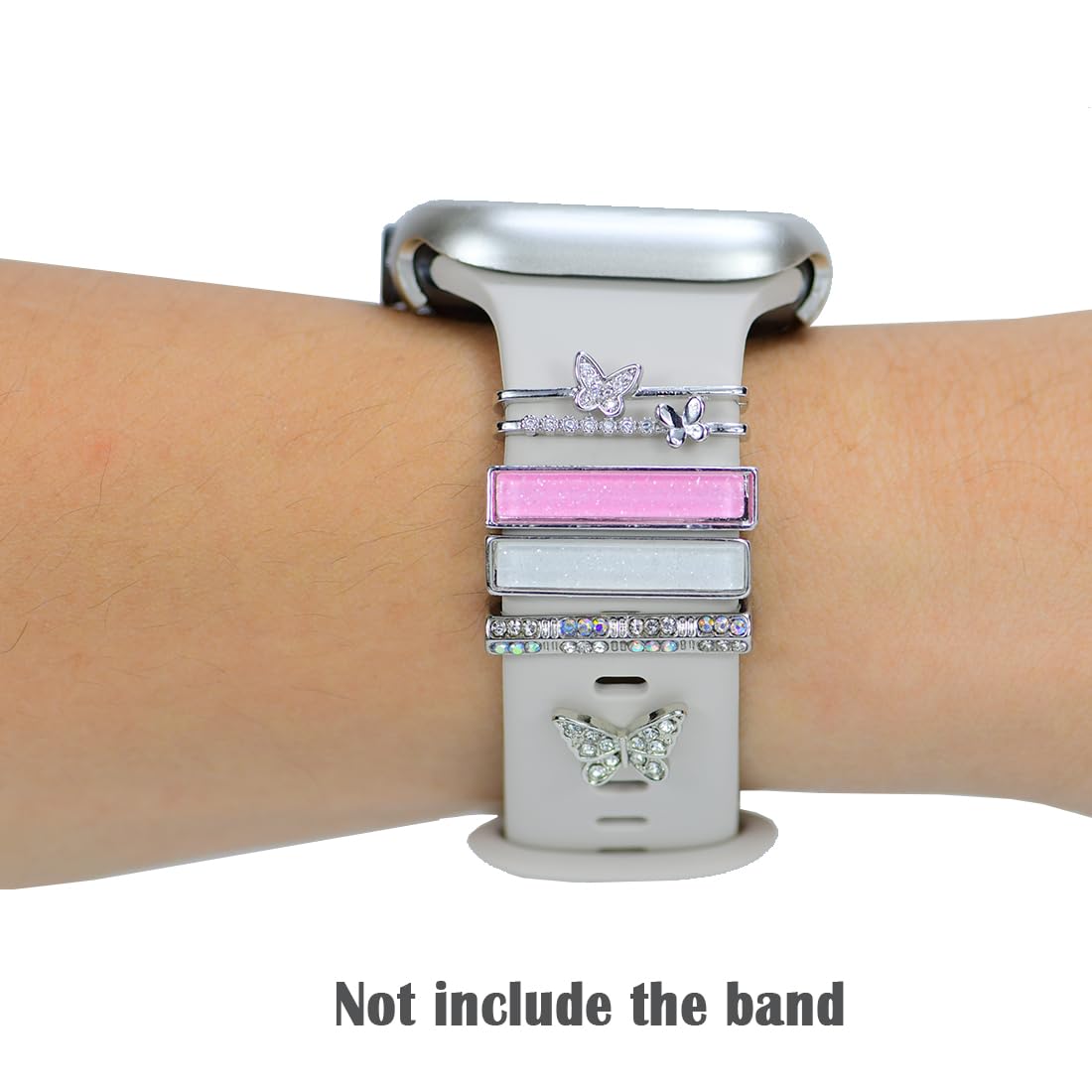 Watch Band Charms, Decorative Rings Loops Charms Compatible with Apple Silicone Watch Bands for Women 49mm 45mm 44mm 42mm 41mm 40mm 38mm , Metal Jewelry Watch Band Accessories Charms for iwatch band Series se 9 8 7 6 5 4 3 2 1 Samsung Galaxy watch 5/Pro/4