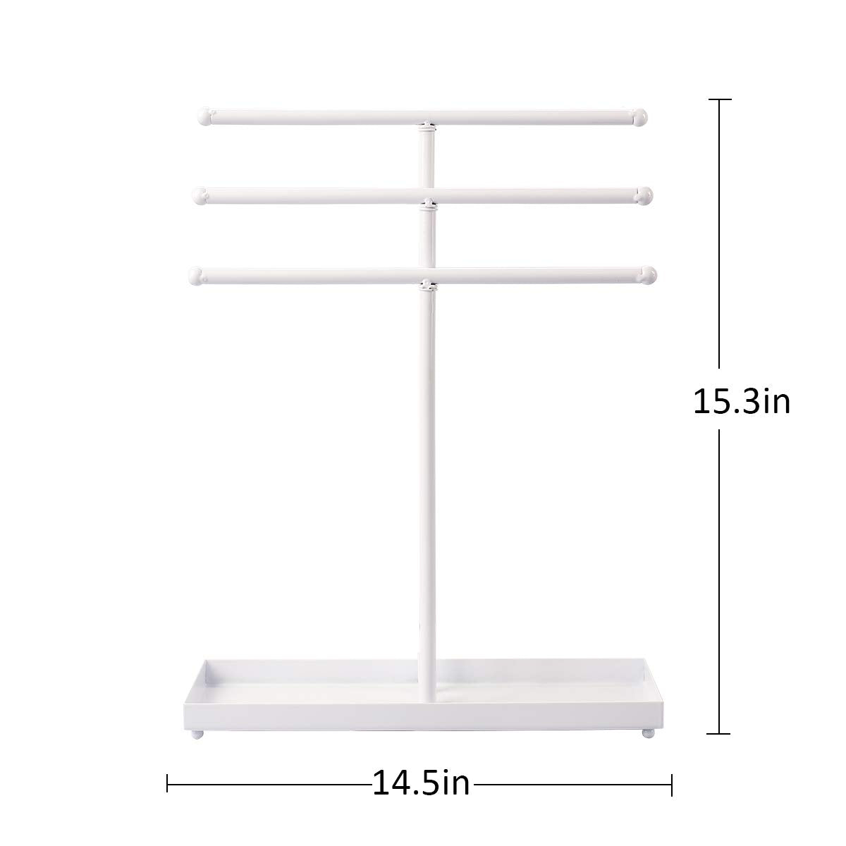 AUTODECO Jewelry Organizer Stand 3 Tier Tabletop Bracelet Rings Watches Necklace Display with Tray Great for Women Black