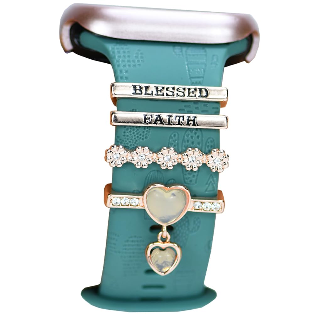 Watch Band Charms, Decorative Rings Loops Charms Compatible with Apple Silicone Watch Bands for Women 49mm 45mm 44mm 42mm 41mm 40mm 38mm , Metal Jewelry Watch Band Accessories Charms for iwatch band Series se 9 8 7 6 5 4 3 2 1 Samsung Galaxy watch 5/Pro/4