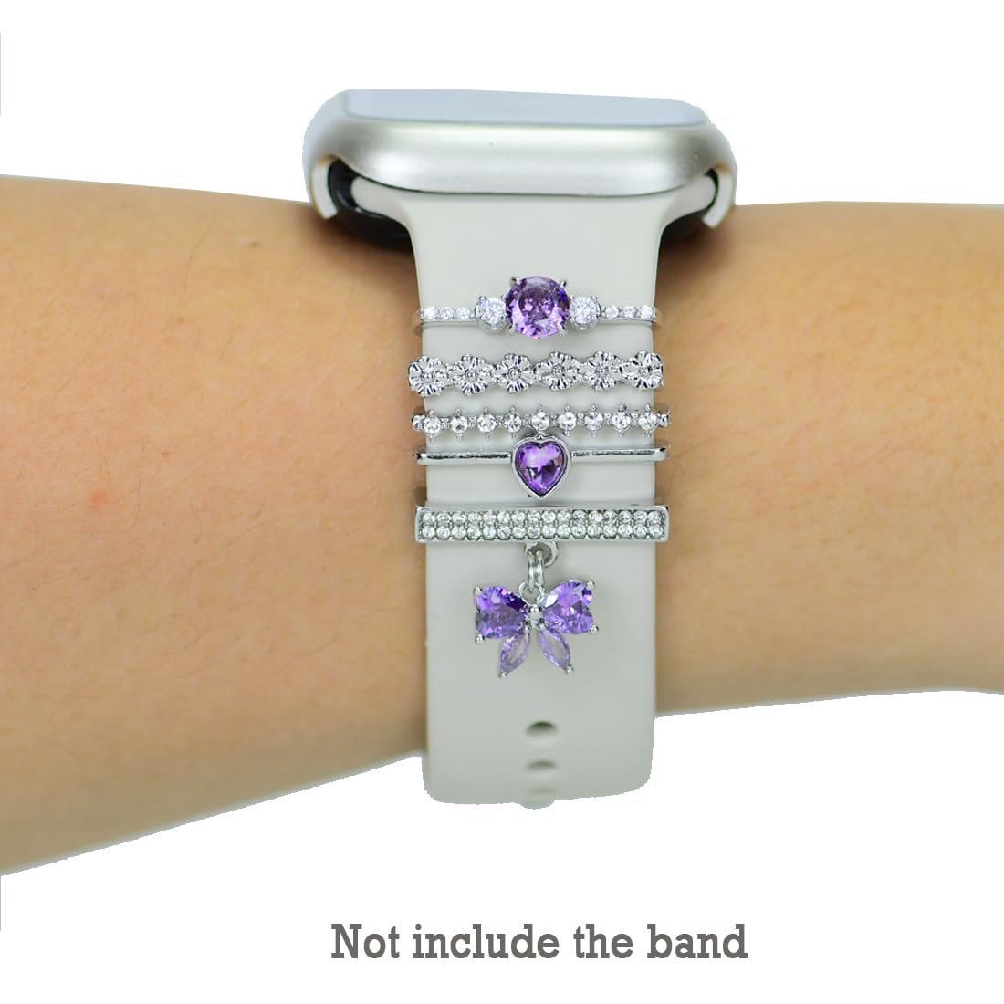 Watch Band Charms, Decorative Rings Loops Charms Compatible with Apple Silicone Watch Bands for Women 49mm 45mm 44mm 42mm 41mm 40mm 38mm , Metal Jewelry Watch Band Accessories Charms for iwatch band Series se 9 8 7 6 5 4 3 2 1 Samsung Galaxy watch 5/Pro/4