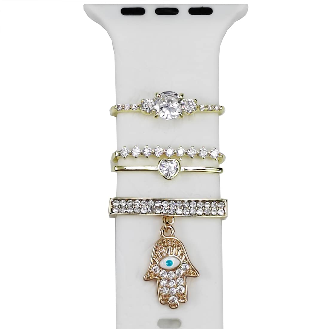 Watch Band Charms, Decorative Rings Loops Charms Compatible with Apple Silicone Watch Bands for Women 49mm 45mm 44mm 42mm 41mm 40mm 38mm , Metal Jewelry Watch Band Accessories Charms for iwatch band Series se 9 8 7 6 5 4 3 2 1 Samsung Galaxy watch 5/Pro/4