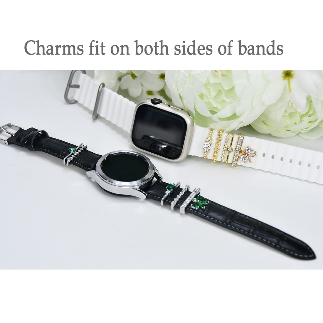 Watch Band Charms, Decorative Rings Loops Charms Compatible with Apple Silicone Watch Bands for Women 49mm 45mm 44mm 42mm 41mm 40mm 38mm , Metal Jewelry Watch Band Accessories Charms for iwatch band Series se 9 8 7 6 5 4 3 2 1 Samsung Galaxy watch 5/Pro/4