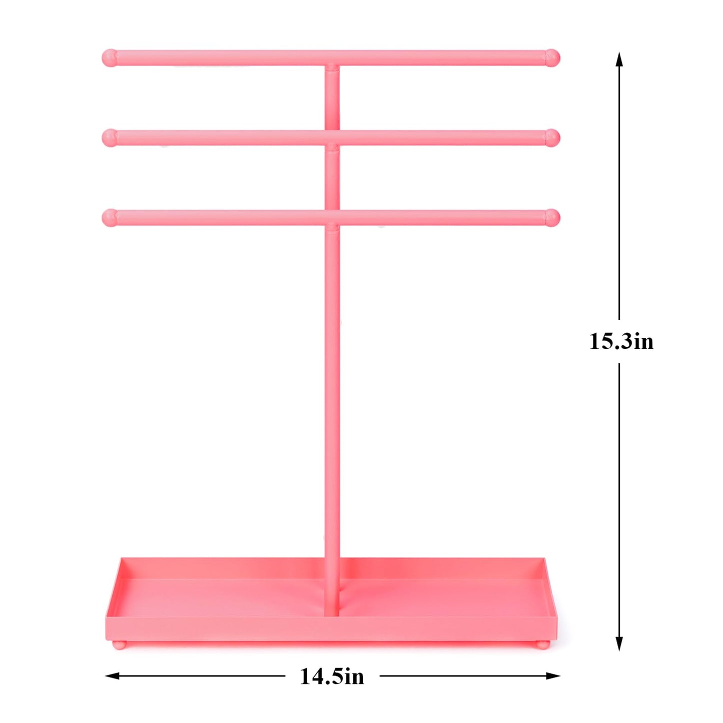 AUTODECO Jewelry Organizer Stand 3 Tier Tabletop Bracelet Rings Watches Necklace Display with Tray Great for Women Black
