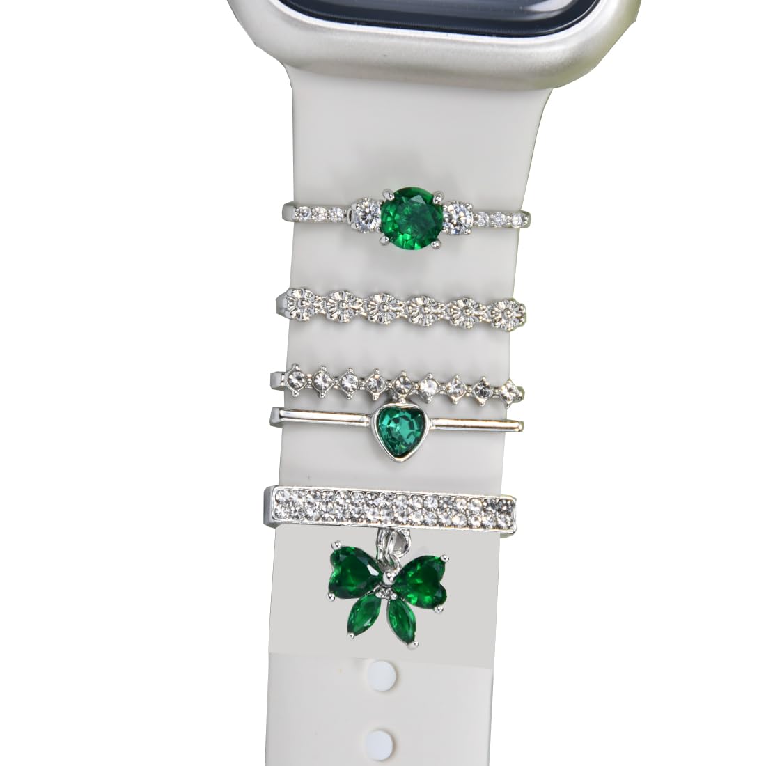 Watch Band Charms, Decorative Rings Loops Charms Compatible with Apple Silicone Watch Bands for Women 49mm 45mm 44mm 42mm 41mm 40mm 38mm , Metal Jewelry Watch Band Accessories Charms for iwatch band Series se 9 8 7 6 5 4 3 2 1 Samsung Galaxy watch 5/Pro/4