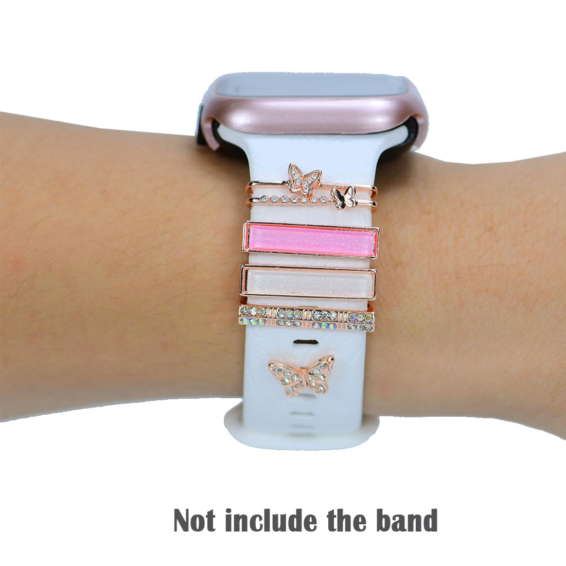 Watch Band Charms, Decorative Rings Loops Charms Compatible with Apple Silicone Watch Bands for Women 49mm 45mm 44mm 42mm 41mm 40mm 38mm , Metal Jewelry Watch Band Accessories Charms for iwatch band Series se 9 8 7 6 5 4 3 2 1 Samsung Galaxy watch 5/Pro/4