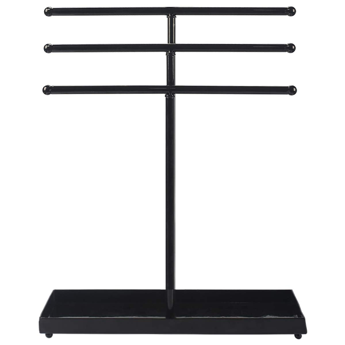AUTODECO Jewelry Organizer Stand 3 Tier Tabletop Bracelet Rings Watches Necklace Display with Tray Great for Women Black
