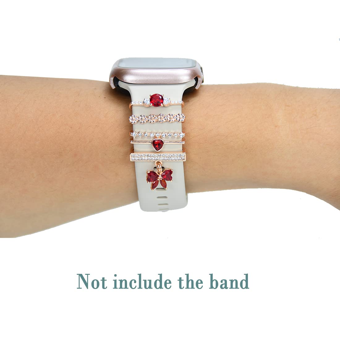Watch Band Charms, Decorative Rings Loops Charms Compatible with Apple Silicone Watch Bands for Women 49mm 45mm 44mm 42mm 41mm 40mm 38mm , Metal Jewelry Watch Band Accessories Charms for iwatch band Series se 9 8 7 6 5 4 3 2 1 Samsung Galaxy watch 5/Pro/4