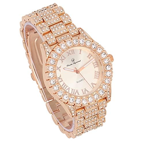 Charles Raymond Women's Big Rocks Bezel Colored Dial with Roman Numerals Fully Iced Out Watch - ST10327LA