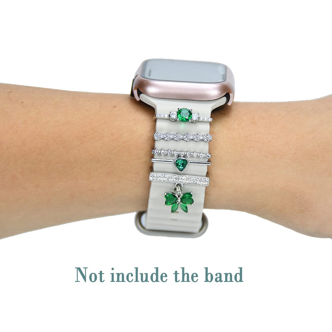 Watch Band Charms, Decorative Rings Loops Charms Compatible with Apple Silicone Watch Bands for Women 49mm 45mm 44mm 42mm 41mm 40mm 38mm , Metal Jewelry Watch Band Accessories Charms for iwatch band Series se 9 8 7 6 5 4 3 2 1 Samsung Galaxy watch 5/Pro/4
