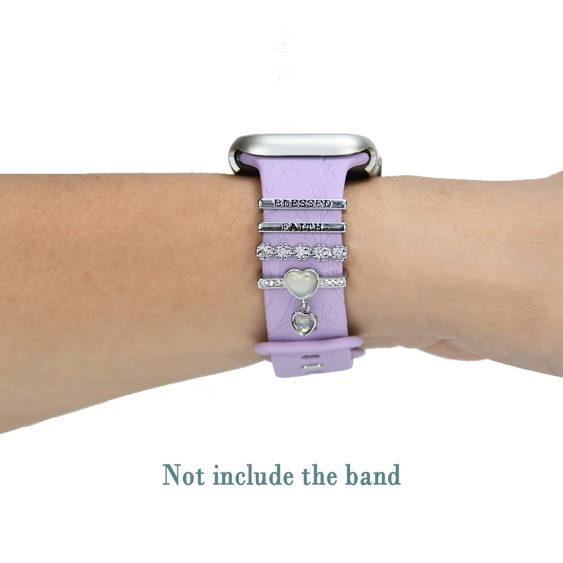 Watch Band Charms, Decorative Rings Loops Charms Compatible with Apple Silicone Watch Bands for Women 49mm 45mm 44mm 42mm 41mm 40mm 38mm , Metal Jewelry Watch Band Accessories Charms for iwatch band Series se 9 8 7 6 5 4 3 2 1 Samsung Galaxy watch 5/Pro/4