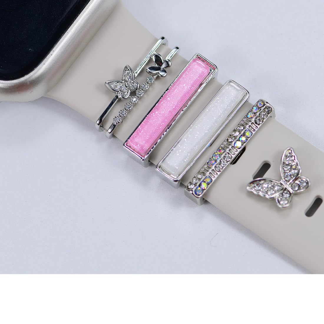 Watch Band Charms, Decorative Rings Loops Charms Compatible with Apple Silicone Watch Bands for Women 49mm 45mm 44mm 42mm 41mm 40mm 38mm , Metal Jewelry Watch Band Accessories Charms for iwatch band Series se 9 8 7 6 5 4 3 2 1 Samsung Galaxy watch 5/Pro/4