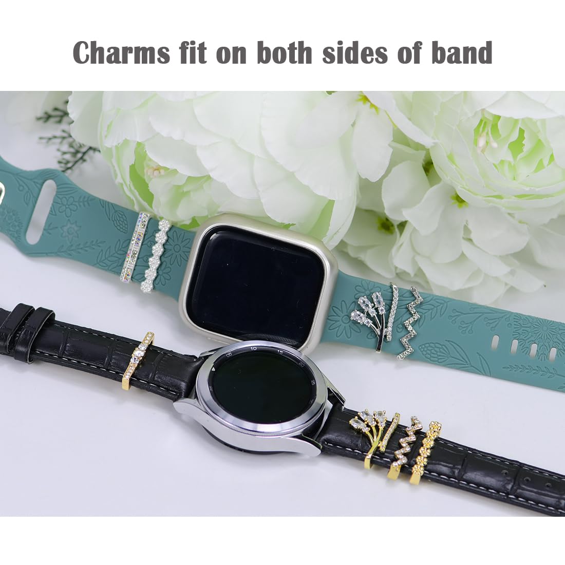 Watch Band Charms, Decorative Rings Loops Charms Compatible with Apple Silicone Watch Bands for Women 49mm 45mm 44mm 42mm 41mm 40mm 38mm , Metal Jewelry Watch Band Accessories Charms for iwatch band Series se 9 8 7 6 5 4 3 2 1 Samsung Galaxy watch 5/Pro/4