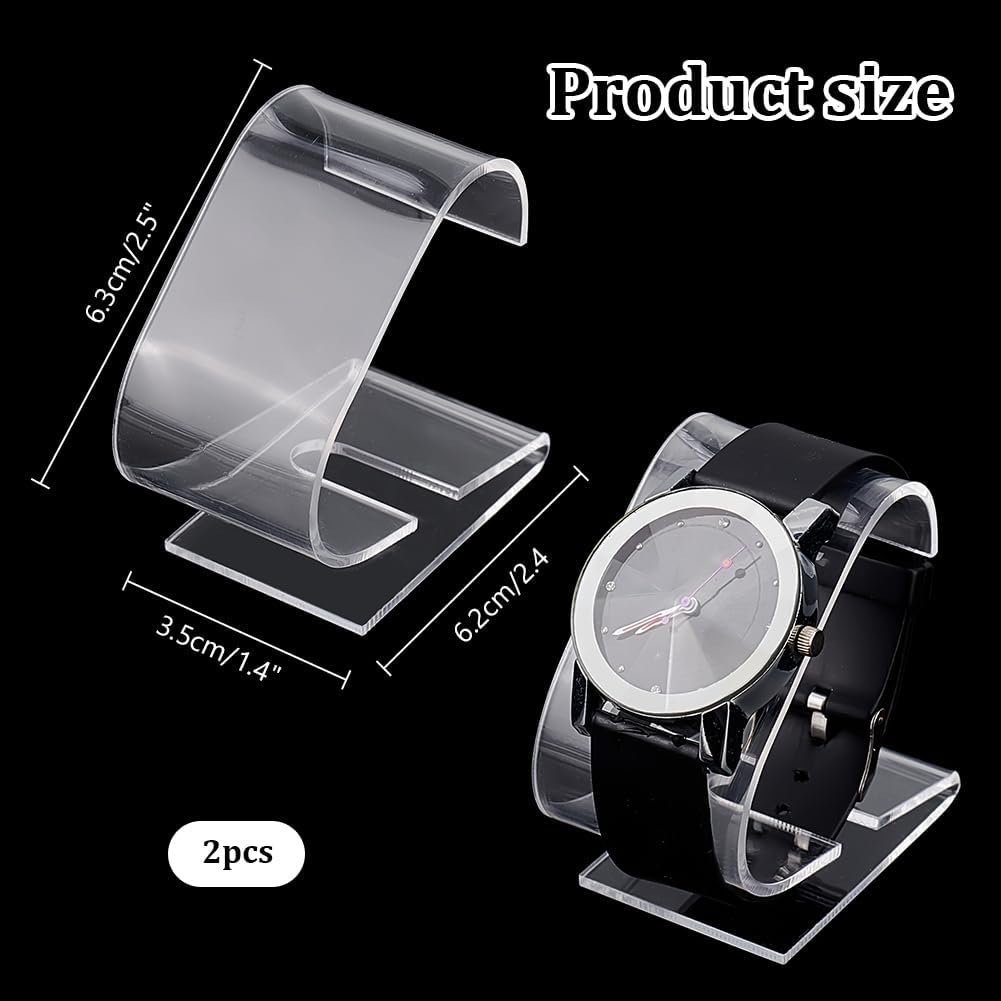 PH PandaHall 2pcs Clear Watch Display Stand, 2.4 x 2.4 x 1.3 inch Single Watch Holder Acrylic Bracelet Display Rack Jewelry Holder Stand Watch Organizer Watch Storage Stand for Men Women Watch Display