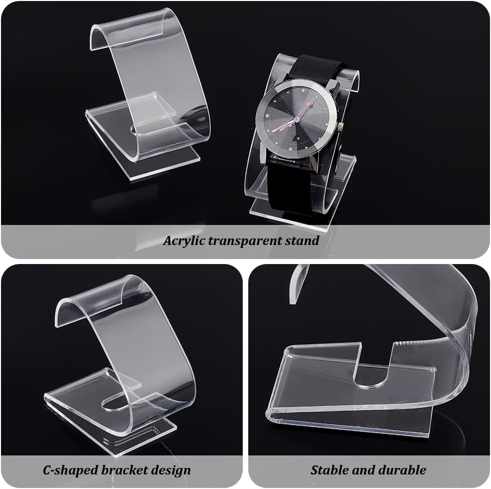 PH PandaHall 2pcs Clear Watch Display Stand, 2.4 x 2.4 x 1.3 inch Single Watch Holder Acrylic Bracelet Display Rack Jewelry Holder Stand Watch Organizer Watch Storage Stand for Men Women Watch Display