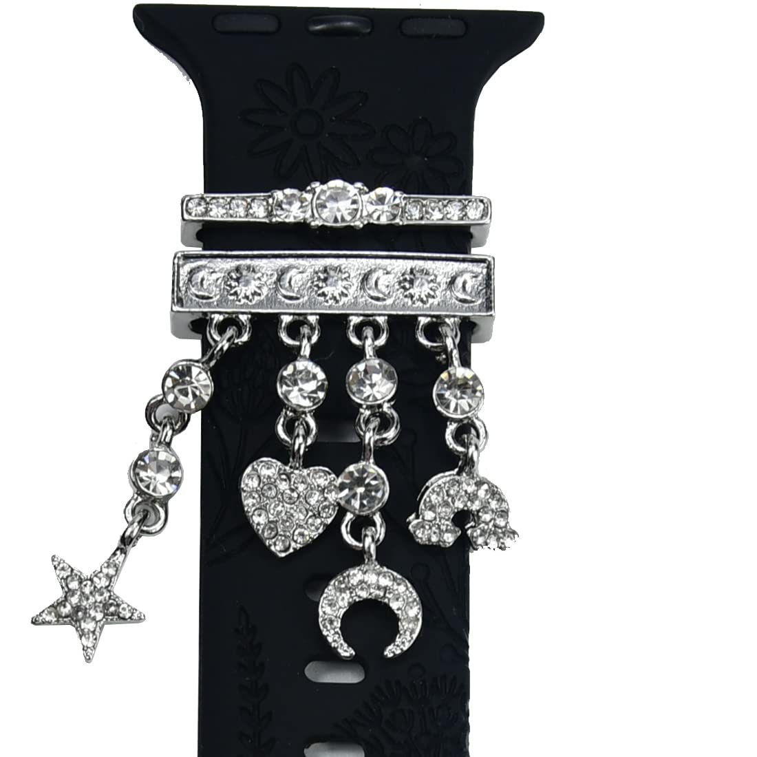 Watch Band Charms, Decorative Rings Loops Charms Compatible with Apple Silicone Watch Bands for Women 49mm 45mm 44mm 42mm 41mm 40mm 38mm , Metal Jewelry Watch Band Accessories Charms for iwatch band Series se 9 8 7 6 5 4 3 2 1 Samsung Galaxy watch 5/Pro/4