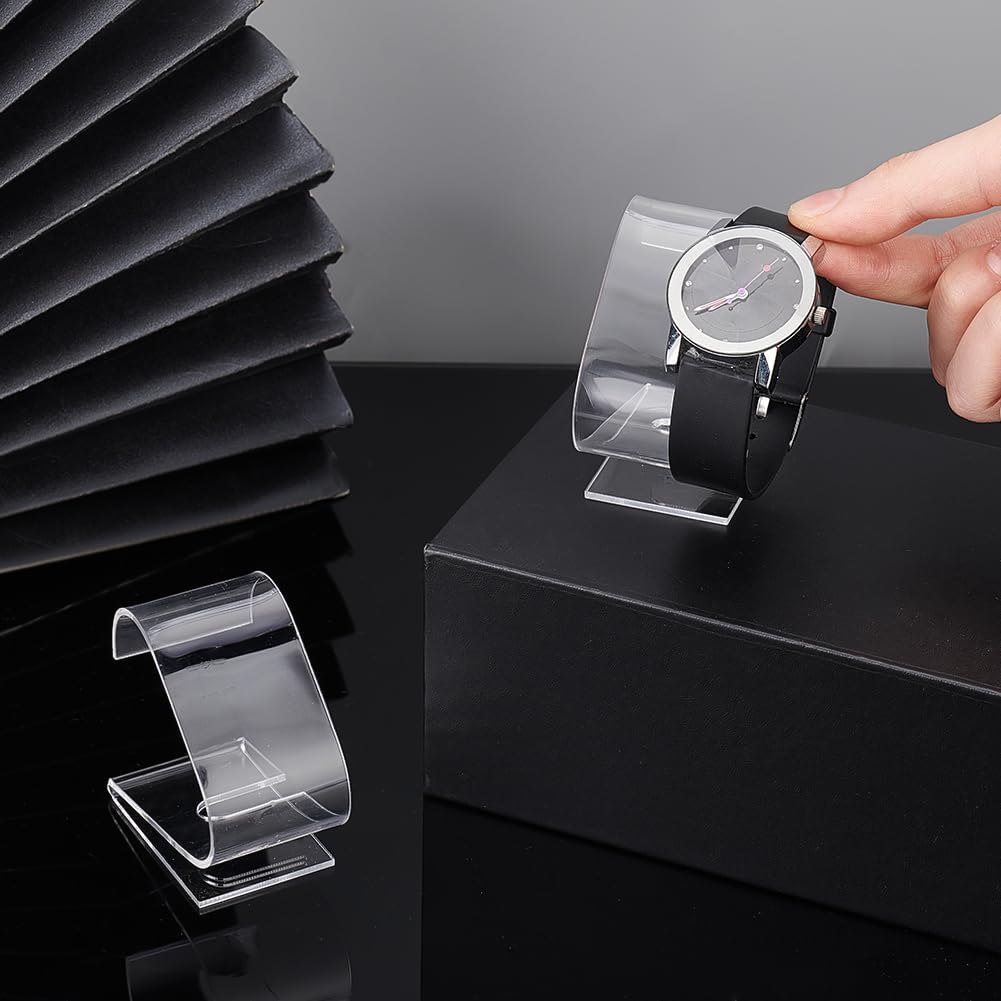 PH PandaHall 2pcs Clear Watch Display Stand, 2.4 x 2.4 x 1.3 inch Single Watch Holder Acrylic Bracelet Display Rack Jewelry Holder Stand Watch Organizer Watch Storage Stand for Men Women Watch Display