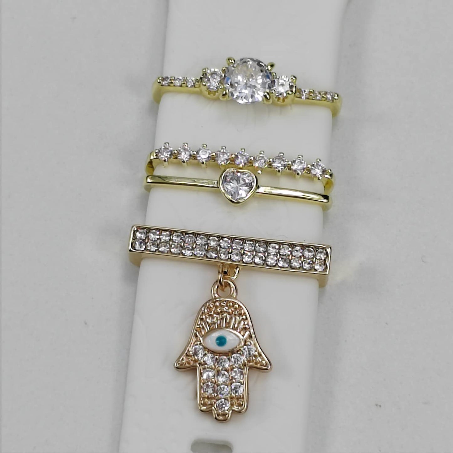 Watch Band Charms, Decorative Rings Loops Charms Compatible with Apple Silicone Watch Bands for Women 49mm 45mm 44mm 42mm 41mm 40mm 38mm , Metal Jewelry Watch Band Accessories Charms for iwatch band Series se 9 8 7 6 5 4 3 2 1 Samsung Galaxy watch 5/Pro/4