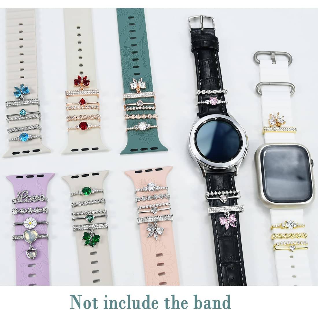 Watch Band Charms, Decorative Rings Loops Charms Compatible with Apple Silicone Watch Bands for Women 49mm 45mm 44mm 42mm 41mm 40mm 38mm , Metal Jewelry Watch Band Accessories Charms for iwatch band Series se 9 8 7 6 5 4 3 2 1 Samsung Galaxy watch 5/Pro/4