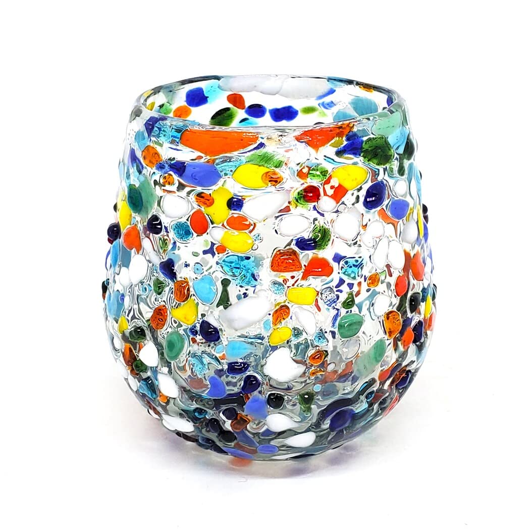 Confetti Rocks 120 oz Pitcher and 6 Drinking Glasses set, Recycled Glass, Lead-free, Toxin-Free (Pitcher & Glasses)