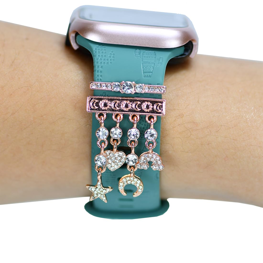 Watch Band Charms, Decorative Rings Loops Charms Compatible with Apple Silicone Watch Bands for Women 49mm 45mm 44mm 42mm 41mm 40mm 38mm , Metal Jewelry Watch Band Accessories Charms for iwatch band Series se 9 8 7 6 5 4 3 2 1 Samsung Galaxy watch 5/Pro/4