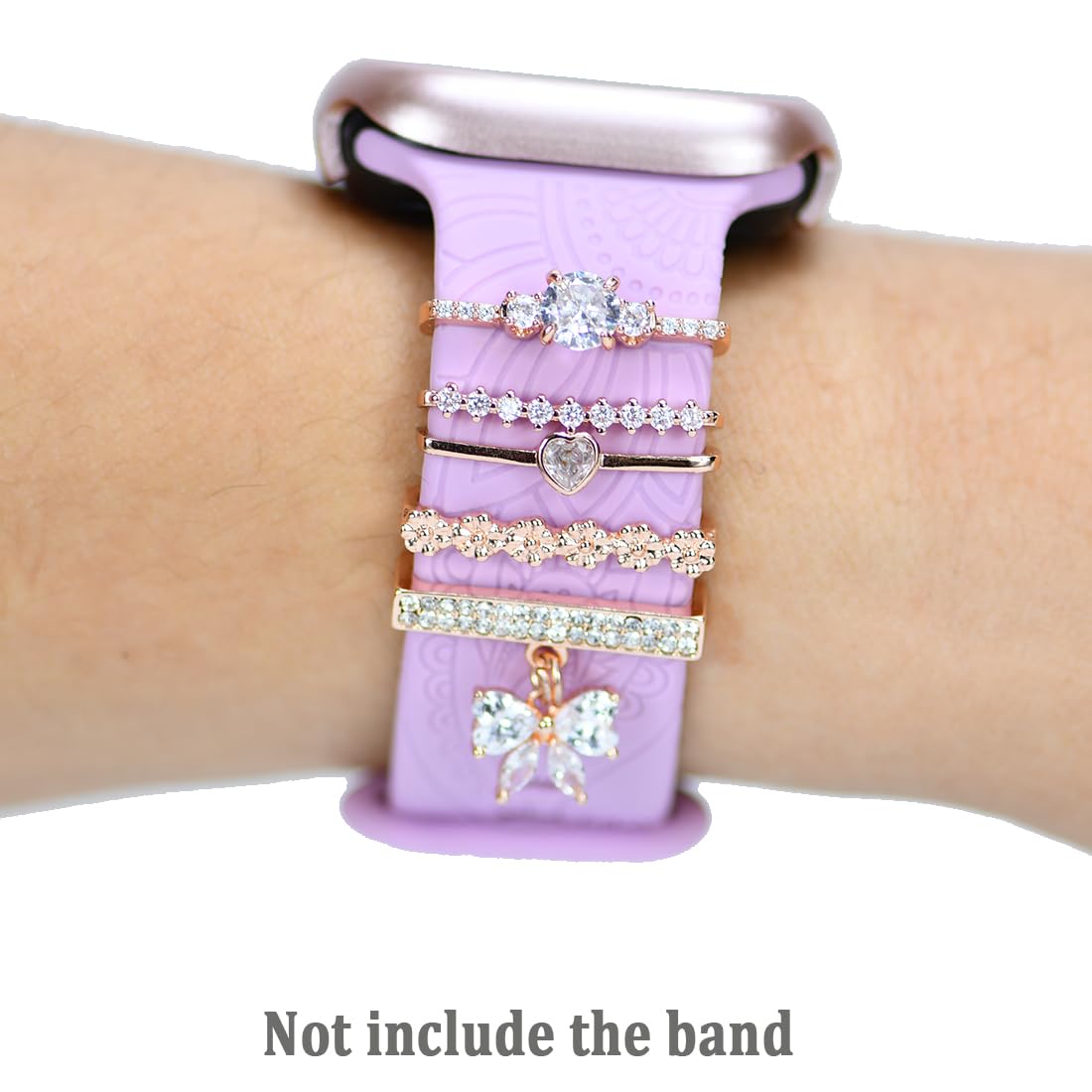 Watch Band Charms, Decorative Rings Loops Charms Compatible with Apple Silicone Watch Bands for Women 49mm 45mm 44mm 42mm 41mm 40mm 38mm , Metal Jewelry Watch Band Accessories Charms for iwatch band Series se 9 8 7 6 5 4 3 2 1 Samsung Galaxy watch 5/Pro/4