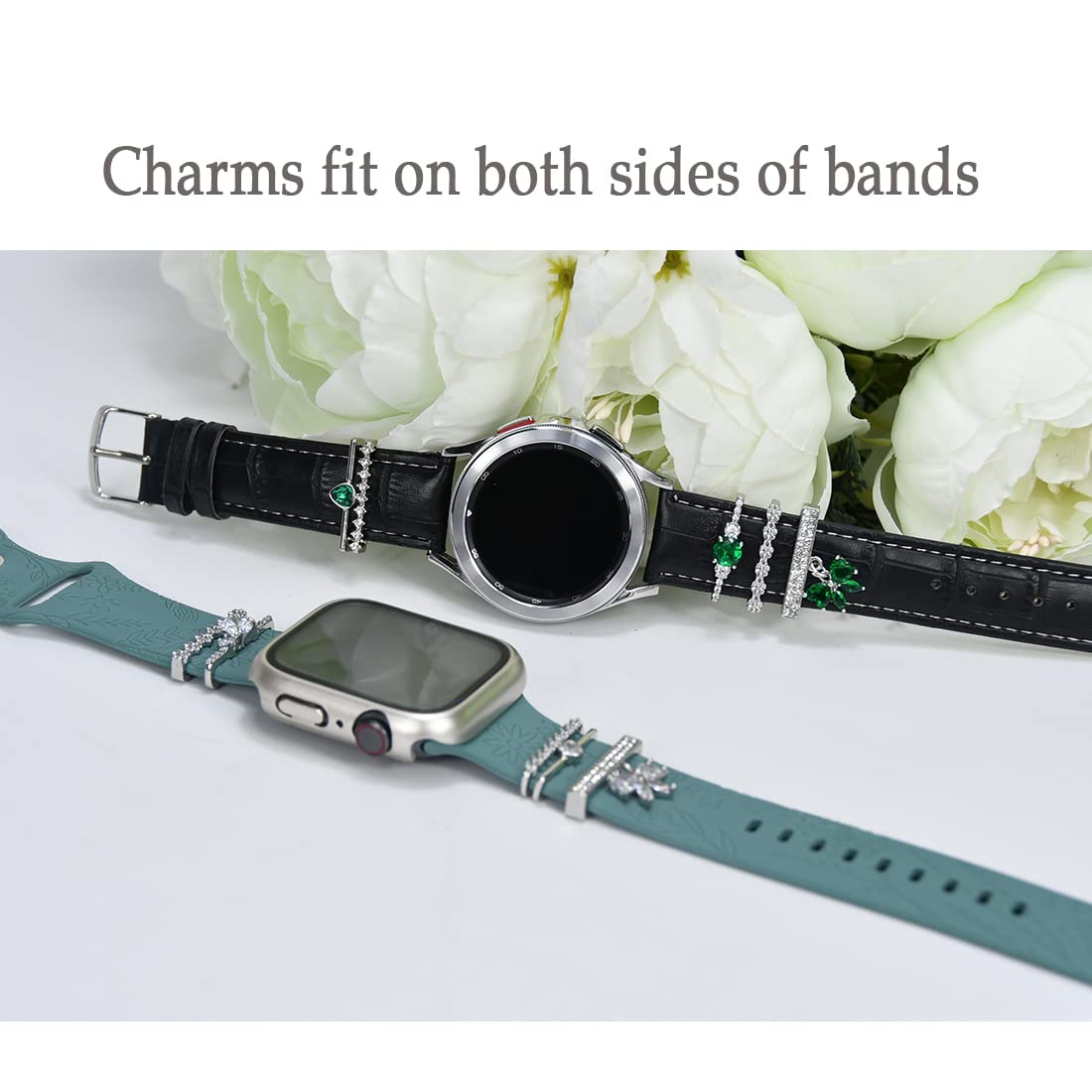 Watch Band Charms, Decorative Rings Loops Charms Compatible with Apple Silicone Watch Bands for Women 49mm 45mm 44mm 42mm 41mm 40mm 38mm , Metal Jewelry Watch Band Accessories Charms for iwatch band Series se 9 8 7 6 5 4 3 2 1 Samsung Galaxy watch 5/Pro/4