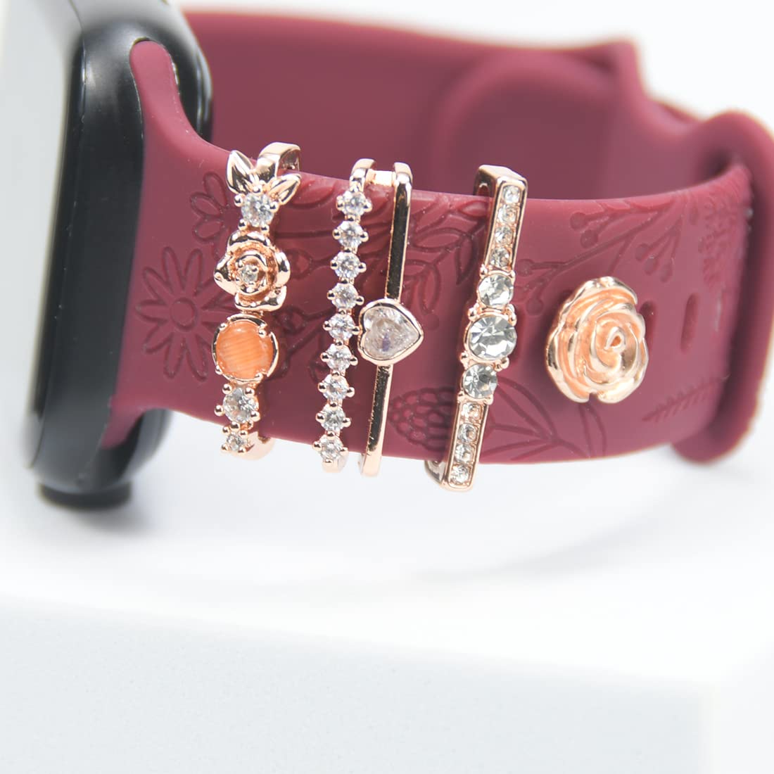 Watch Band Charms, Decorative Rings Loops Charms Compatible with Apple Silicone Watch Bands for Women 49mm 45mm 44mm 42mm 41mm 40mm 38mm , Metal Jewelry Watch Band Accessories Charms for iwatch band Series se 9 8 7 6 5 4 3 2 1 Samsung Galaxy watch 5/Pro/4