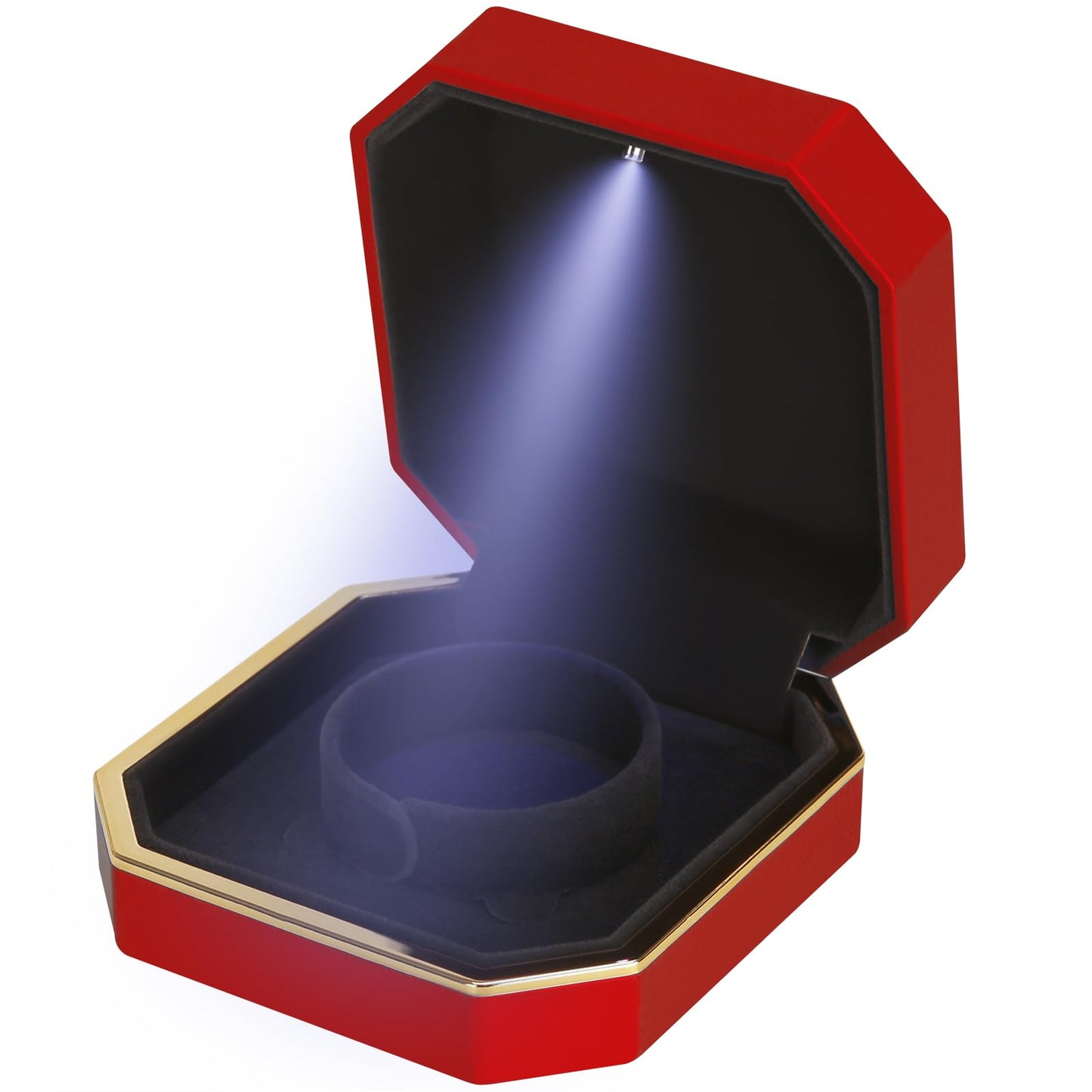 Luxury LED Jewelry Bracelet Gift Box with LED Light, Velvet Small Jewelry Box Storage Case Organizer Holder for Wedding, Engagement, Proposal, Birthday and Anniversary (Black)