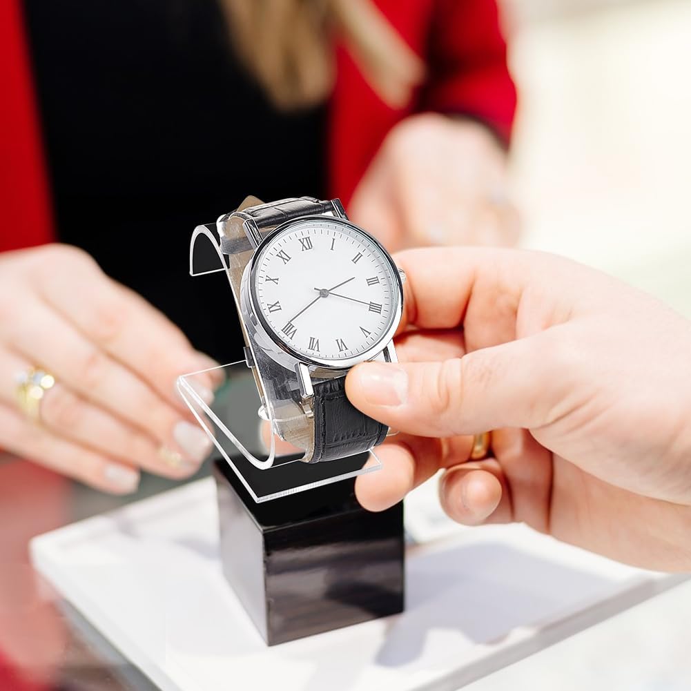 PH PandaHall 2pcs Clear Watch Display Stand, 2.4 x 2.4 x 1.3 inch Single Watch Holder Acrylic Bracelet Display Rack Jewelry Holder Stand Watch Organizer Watch Storage Stand for Men Women Watch Display