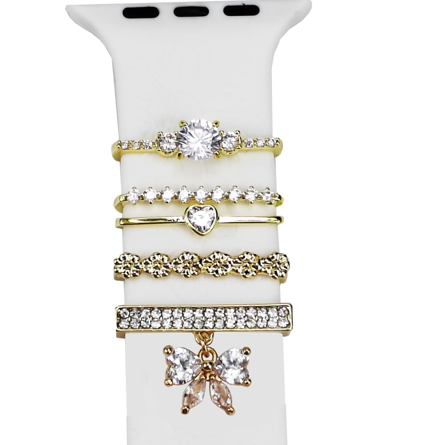 Watch Band Charms, Decorative Rings Loops Charms Compatible with Apple Silicone Watch Bands for Women 49mm 45mm 44mm 42mm 41mm 40mm 38mm , Metal Jewelry Watch Band Accessories Charms for iwatch band Series se 9 8 7 6 5 4 3 2 1 Samsung Galaxy watch 5/Pro/4