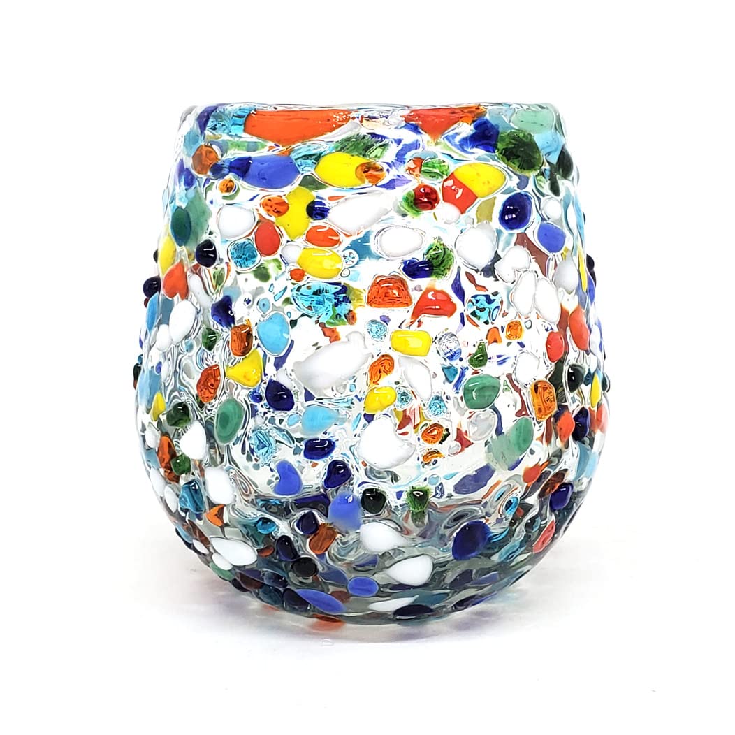 Confetti Rocks 120 oz Pitcher and 6 Drinking Glasses set, Recycled Glass, Lead-free, Toxin-Free (Pitcher & Glasses)