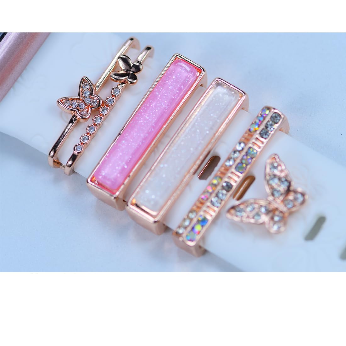 Watch Band Charms, Decorative Rings Loops Charms Compatible with Apple Silicone Watch Bands for Women 49mm 45mm 44mm 42mm 41mm 40mm 38mm , Metal Jewelry Watch Band Accessories Charms for iwatch band Series se 9 8 7 6 5 4 3 2 1 Samsung Galaxy watch 5/Pro/4