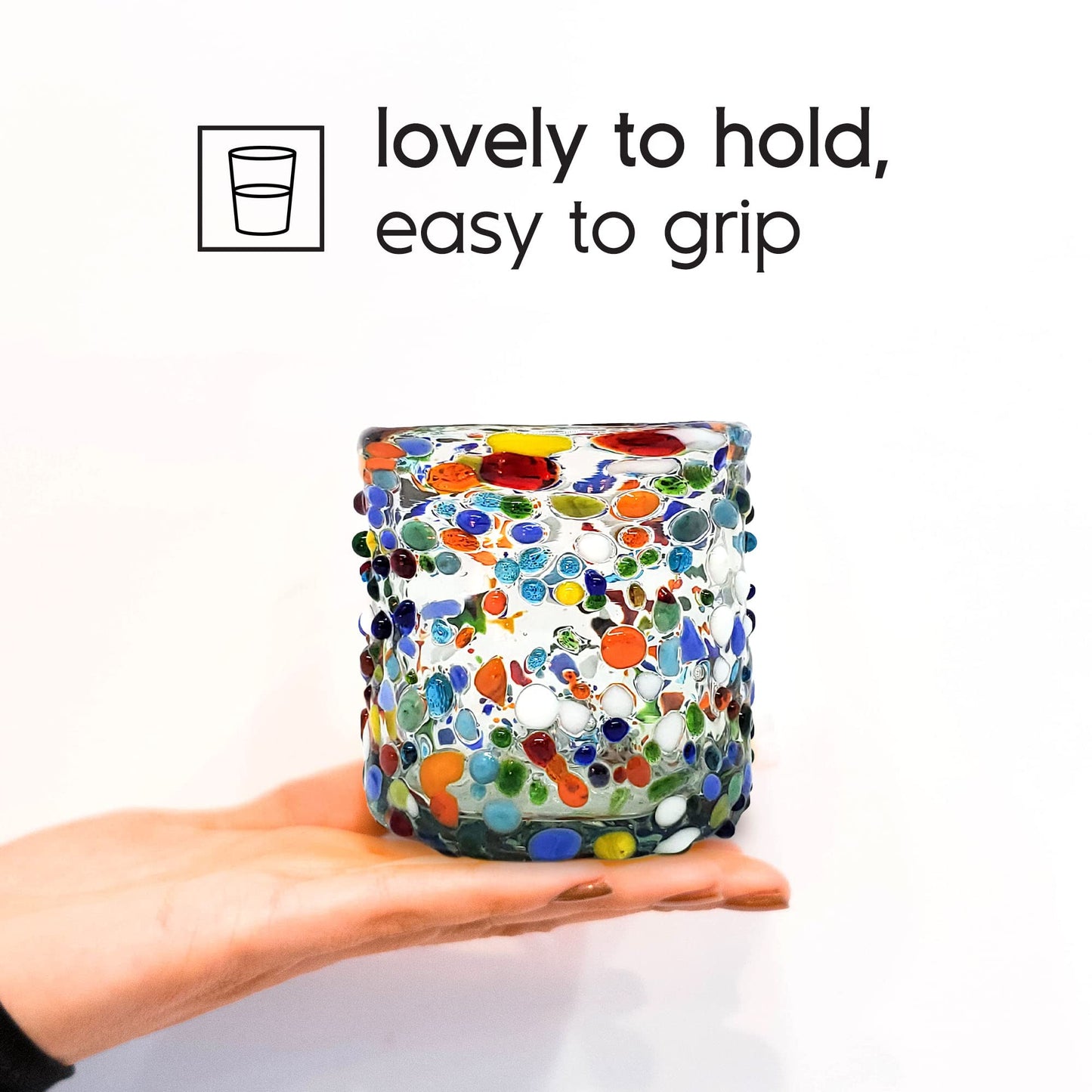 Confetti Rocks 120 oz Pitcher and 6 Drinking Glasses set, Recycled Glass, Lead-free, Toxin-Free (Pitcher & Glasses)