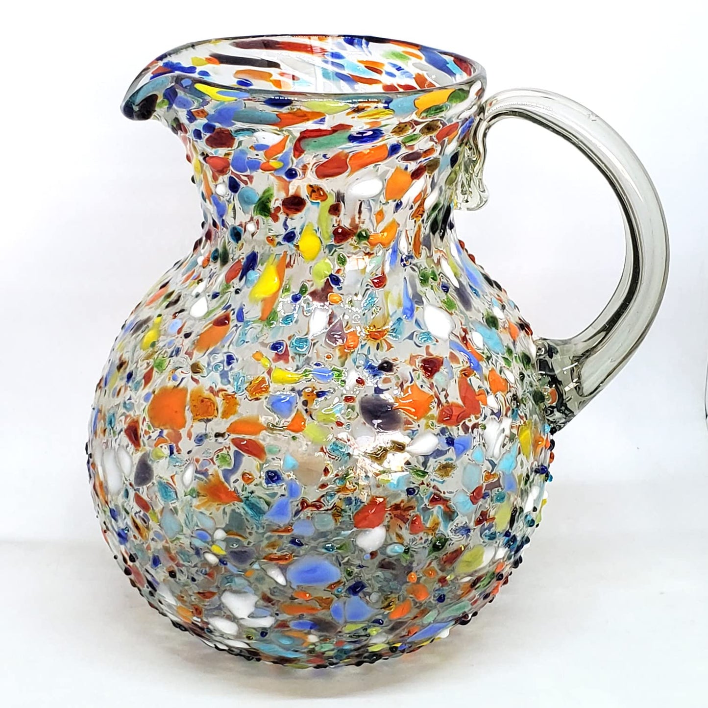 Confetti Rocks 120 oz Pitcher and 6 Drinking Glasses set, Recycled Glass, Lead-free, Toxin-Free (Pitcher & Glasses)