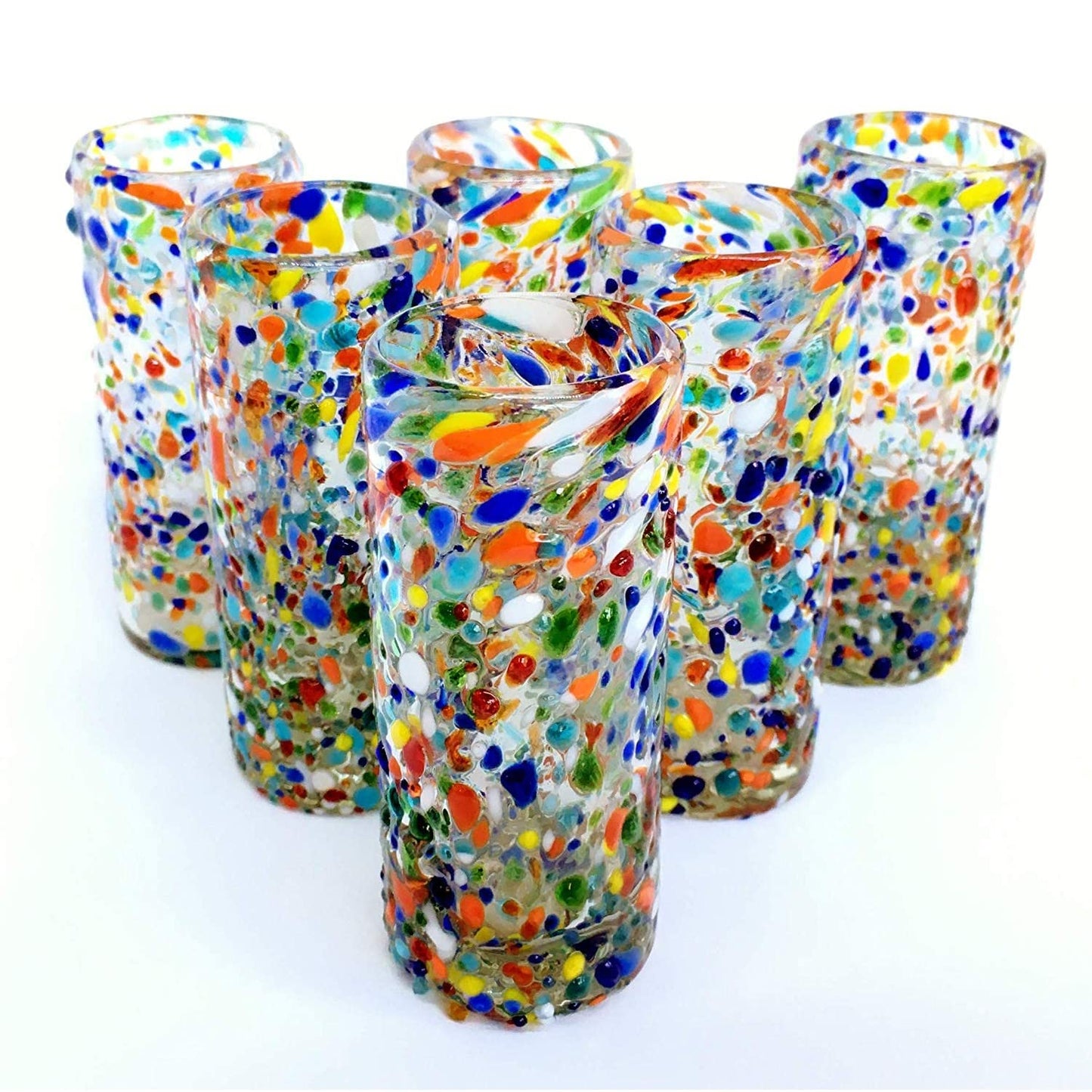 Confetti Rocks 120 oz Pitcher and 6 Drinking Glasses set, Recycled Glass, Lead-free, Toxin-Free (Pitcher & Glasses)