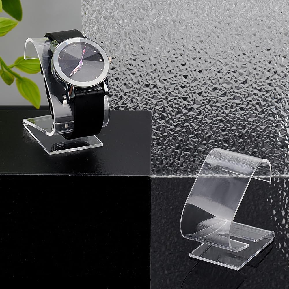 PH PandaHall 2pcs Clear Watch Display Stand, 2.4 x 2.4 x 1.3 inch Single Watch Holder Acrylic Bracelet Display Rack Jewelry Holder Stand Watch Organizer Watch Storage Stand for Men Women Watch Display