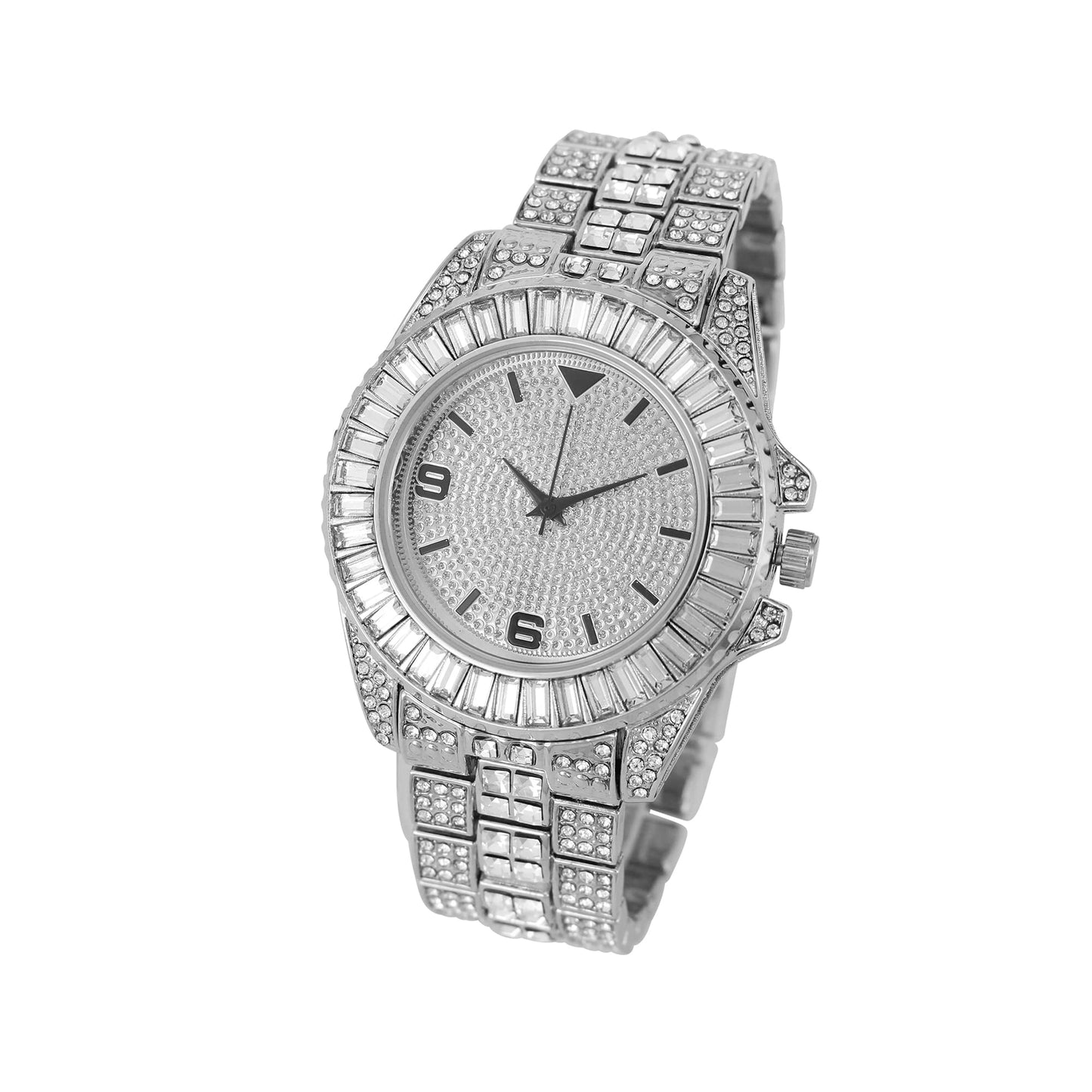 Charles Raymond Women's Big Rocks Bezel Colored Dial with Roman Numerals Fully Iced Out Watch - ST10327LA