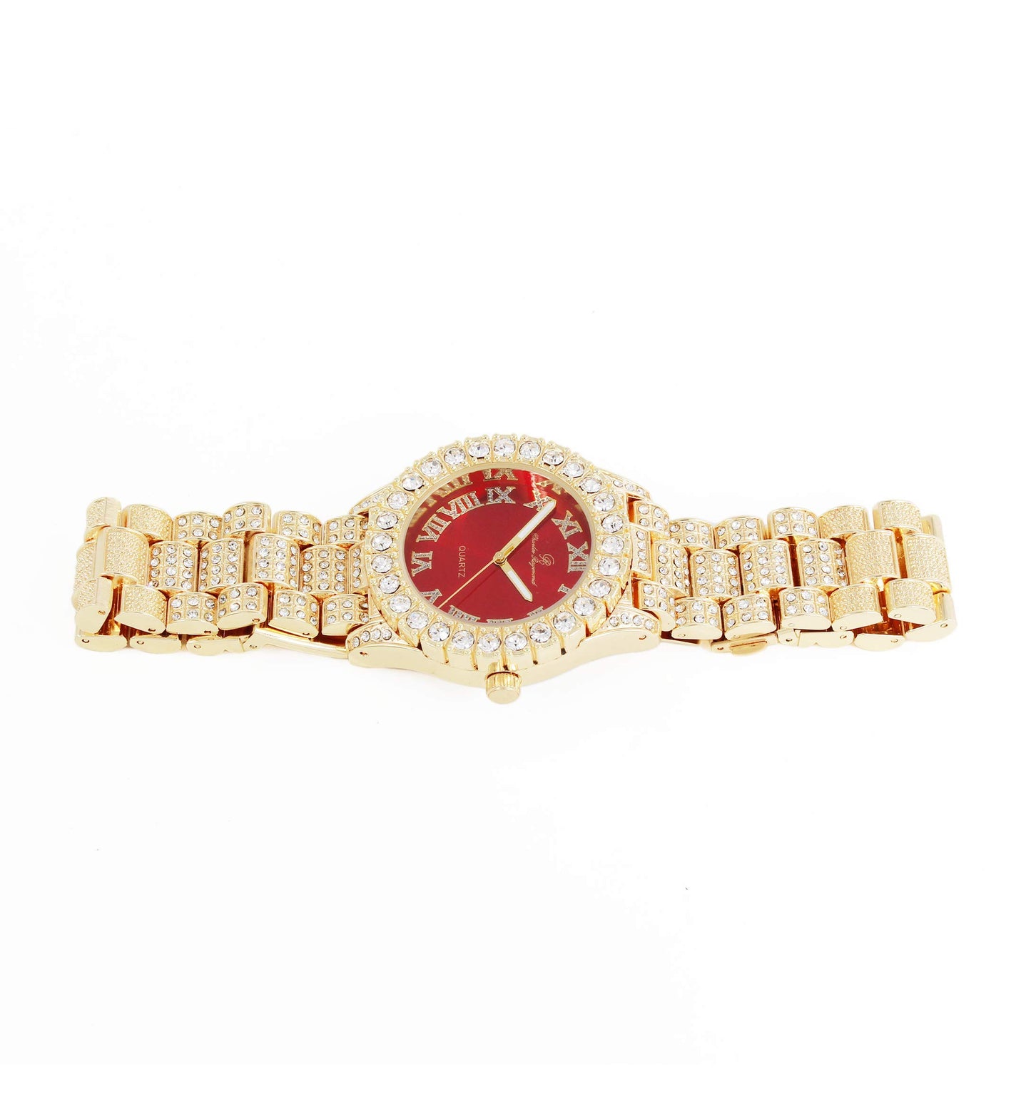 Charles Raymond Women's Big Rocks Bezel Colored Dial with Roman Numerals Fully Iced Out Watch - ST10327LA