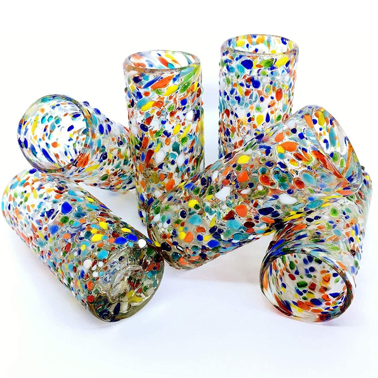 Confetti Rocks 120 oz Pitcher and 6 Drinking Glasses set, Recycled Glass, Lead-free, Toxin-Free (Pitcher & Glasses)