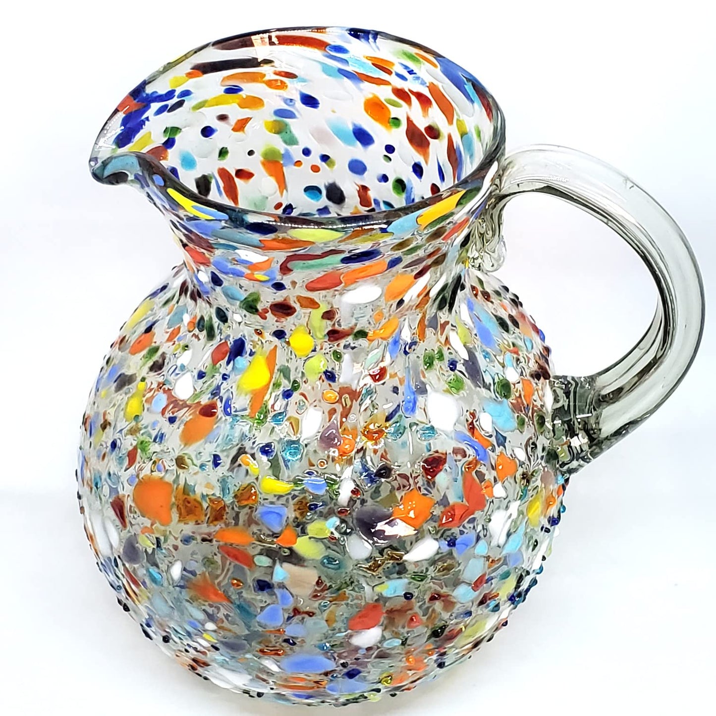 Confetti Rocks 120 oz Pitcher and 6 Drinking Glasses set, Recycled Glass, Lead-free, Toxin-Free (Pitcher & Glasses)