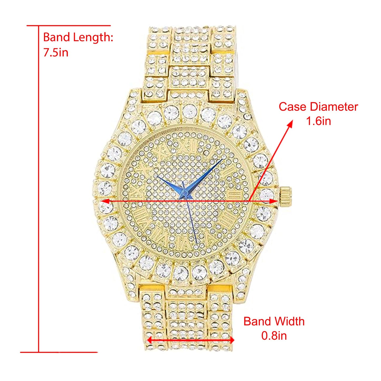 Charles Raymond Women's Big Rocks Bezel Colored Dial with Roman Numerals Fully Iced Out Watch - ST10327LA