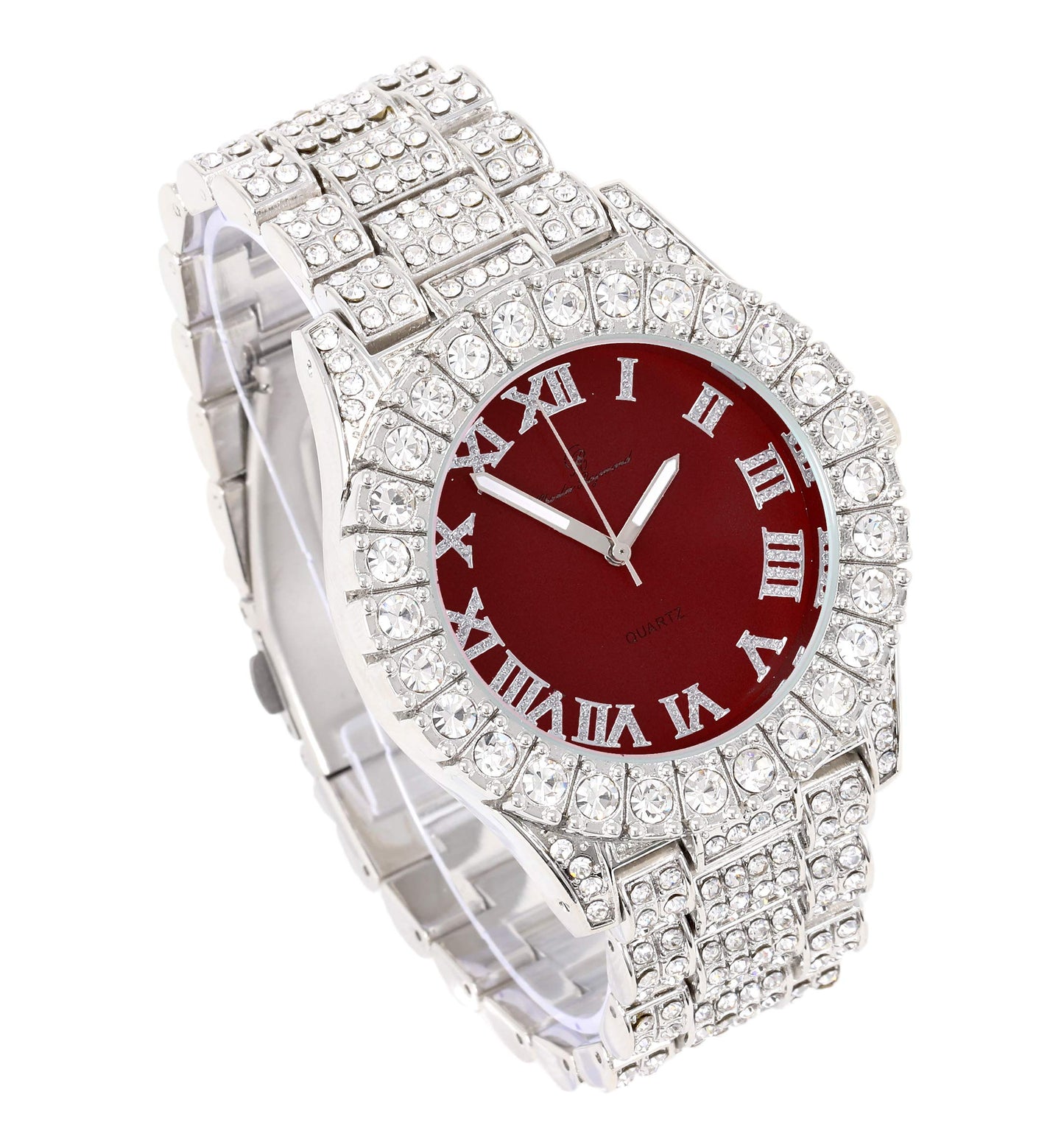 Charles Raymond Women's Big Rocks Bezel Colored Dial with Roman Numerals Fully Iced Out Watch - ST10327LA